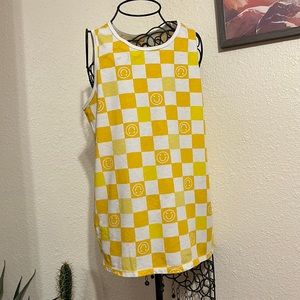 Cat & Jack XXL 16/18 Yellow Happy Face Checker Tank Top.